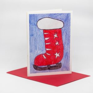 Weihnachtskarte: Nikolaus Schlittschuh