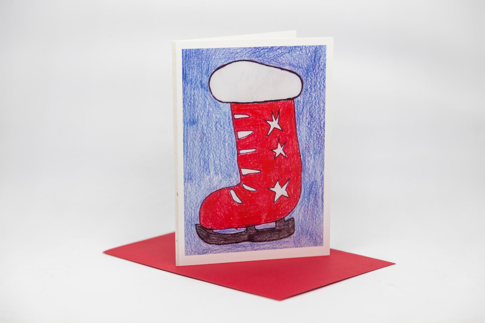 Weihnachtskarte: Nikolaus Schlittschuh