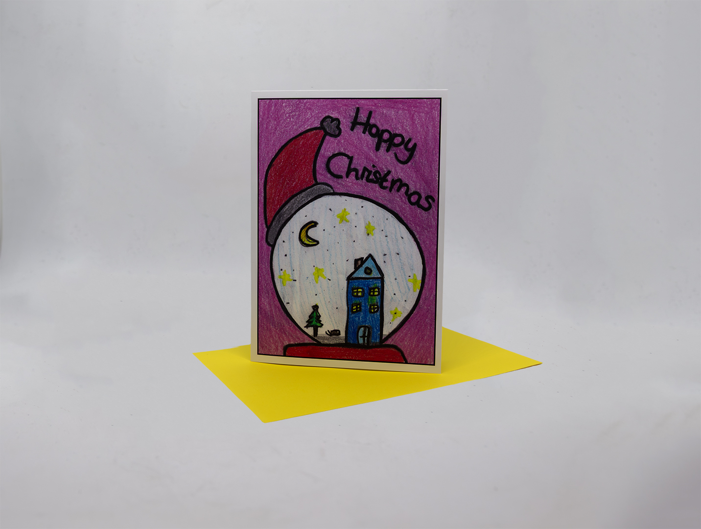 Weihnachtskarte: Schneekugel